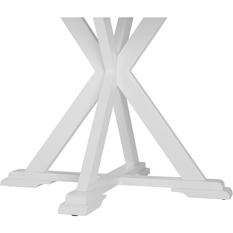 Bush Home West End 45W Round Trestle Dining Table in Burnished Brown & White