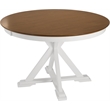 Bush Home West End 45W Round Trestle Dining Table in Burnished Brown & White
