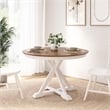 Bush Home West End 45W Round Trestle Dining Table in Burnished Brown & White