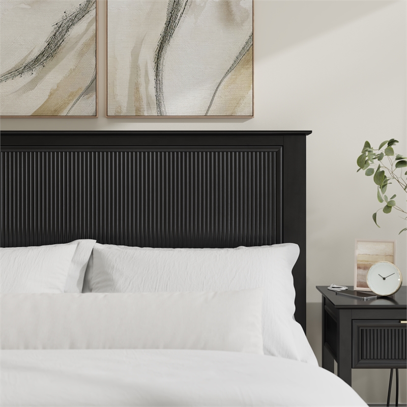 Bush Home Camille 65W Fluted Full / Queen Headboard in Onyx Birch