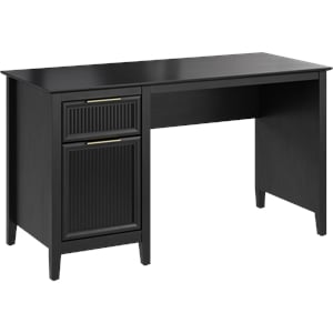 Bush Home Camille 54W Fluted Office Desk with Storage in Onyx Birch