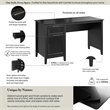 Bush Home Camille 54W Fluted Office Desk with Storage in Onyx Birch