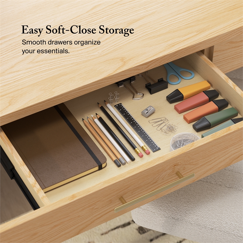 Bush Home Vera 54W Writing Desk in Natural White Oak