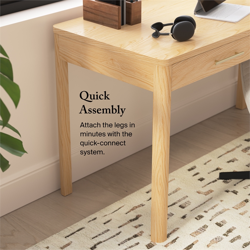 Bush Home Vera 54W Writing Desk in Natural White Oak