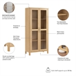 Bush Home Vera Tall Storage Cabinet with Glass Doors in Natural White Oak