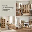 Bush Home Vera Tall Storage Cabinet with Glass Doors in Natural White Oak