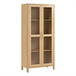 Bush Home Vera Tall Storage Cabinet with Glass Doors in Natural White Oak