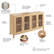 Bush Home Vera 60W Buffet Storage Cabinet with Glass Doors in Natural White Oak