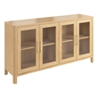 Bush Home Vera 60W Buffet Storage Cabinet with Glass Doors in Natural White Oak