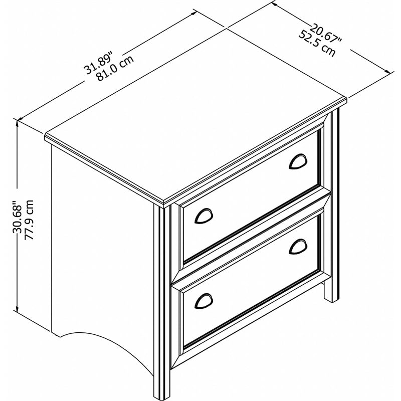 Bush Home Fairview 2 Drawer Lateral File Cabinet in Antique White & Tea Maple