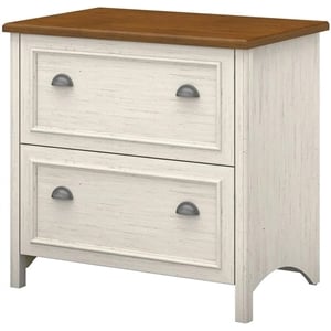 Bush Home Fairview 2 Drawer Lateral File Cabinet in Antique White & Tea Maple