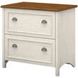 Bush Home Fairview 2 Drawer Lateral File Cabinet in Antique White & Tea Maple