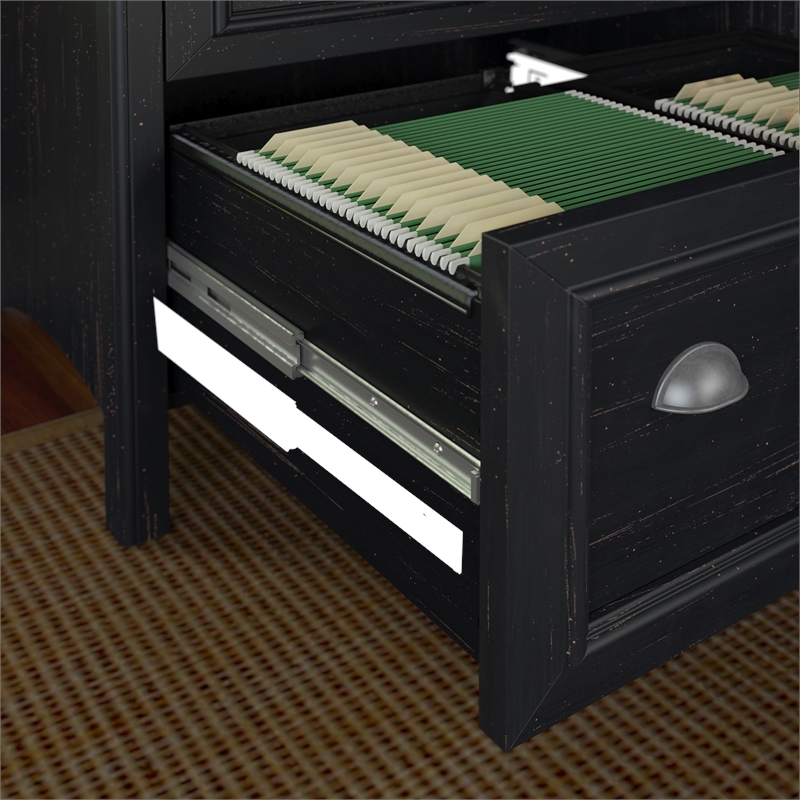 Bush Home Fairview 2 Drawer Lateral File Cabinet in Antique Black & Cherry
