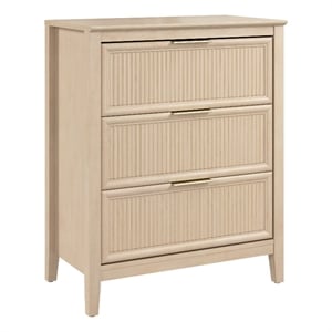 Bush Home Camille Fluted 3 Drawer Dresser in Natural Birch