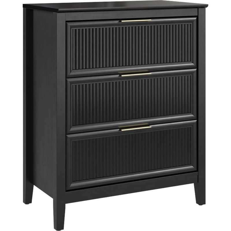 Bush Home Camille Fluted 3 Drawer Dresser in Onyx Birch