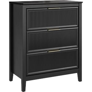 Bush Home Camille Fluted 3 Drawer Dresser in Onyx Birch