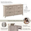 Bush Home Key West 6 Drawer Dresser in Washed Gray
