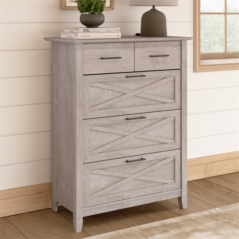 Bush Home Key West 4 Drawer Dresser in Washed Gray