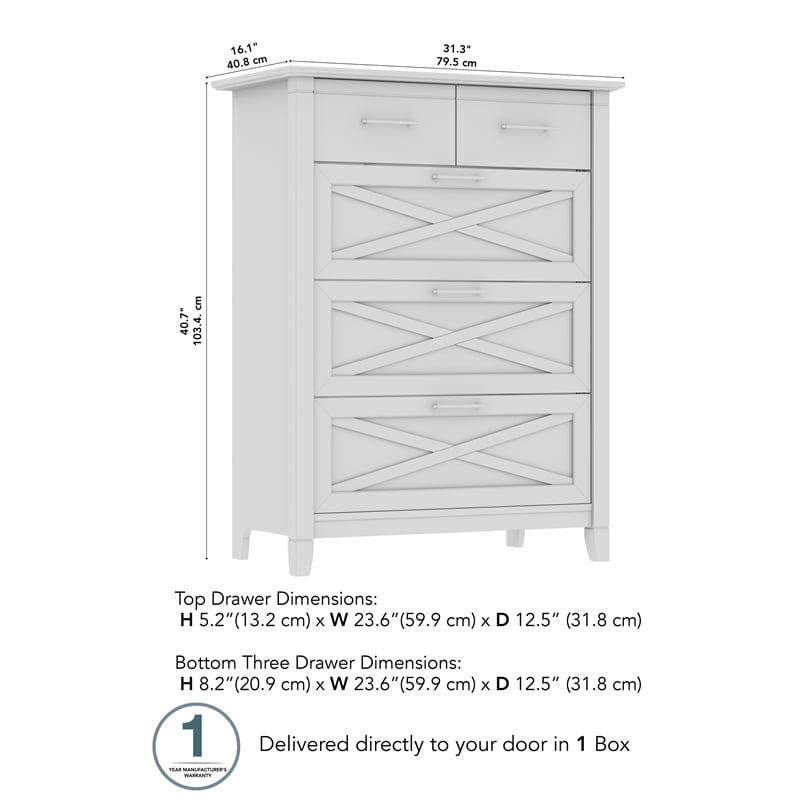 Bush Home Key West 4 Drawer Dresser in Pure White Oak