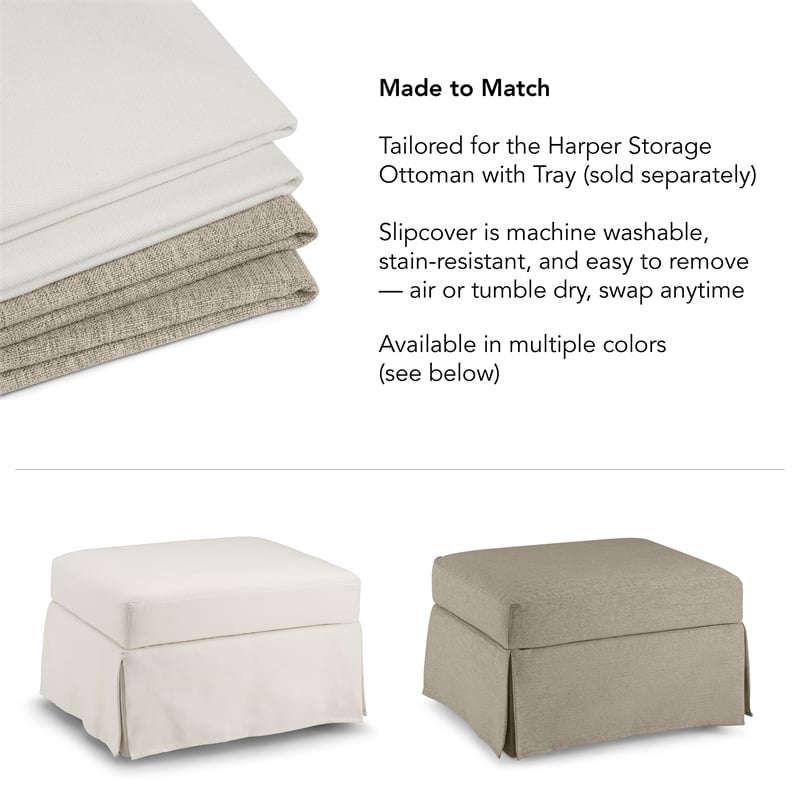 Bush Home Harper Slipcover for Bush Home Harper Storage Ottoman w/ Tray in Ivory