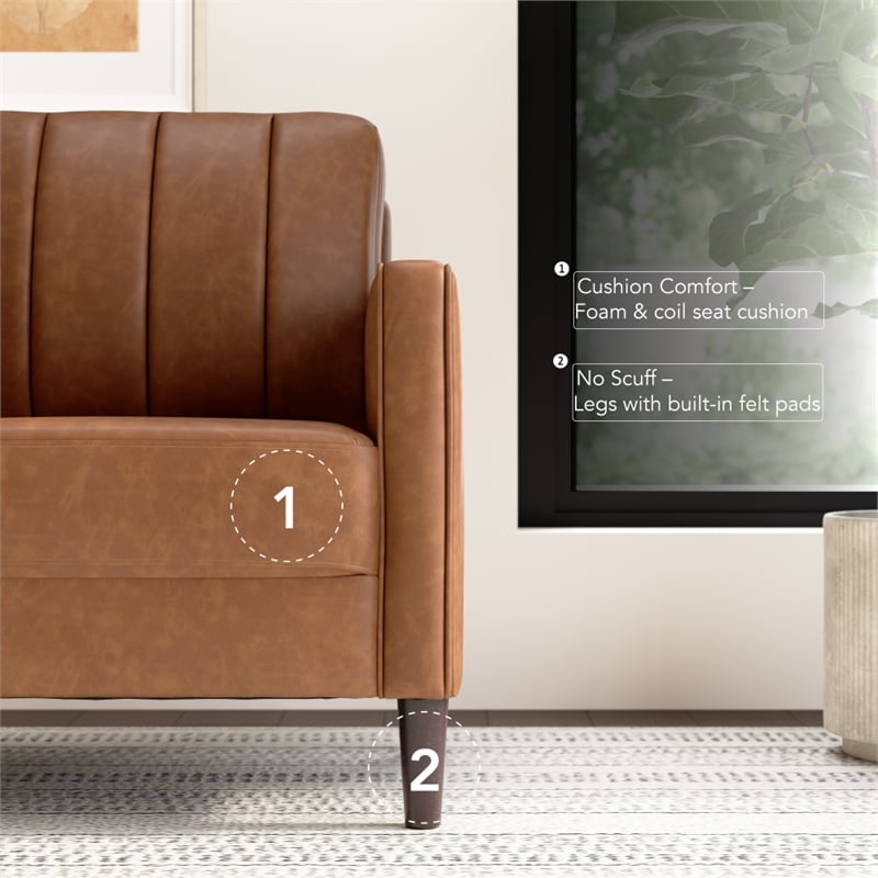 Bush Home Max 32W Accent Chair in Buffed Camel Vegan Leather