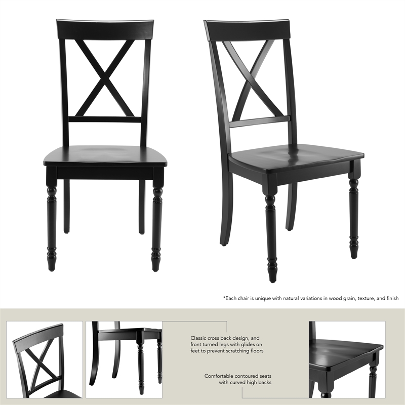 Bush Home Sterling Cross Back Dining Chairs - Set of 2 in Black