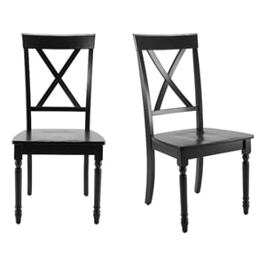 Bush Home Sterling Cross Back Dining Chairs - Set of 2 in Black