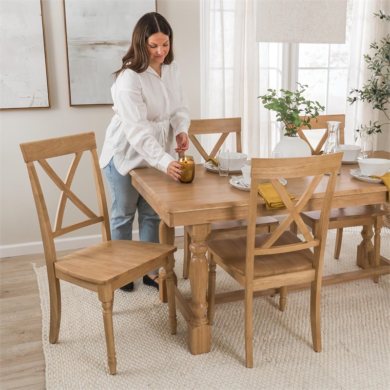 Bush Home Sterling Cross Back Dining Chairs - Set of 2 in Natural Honey Brown