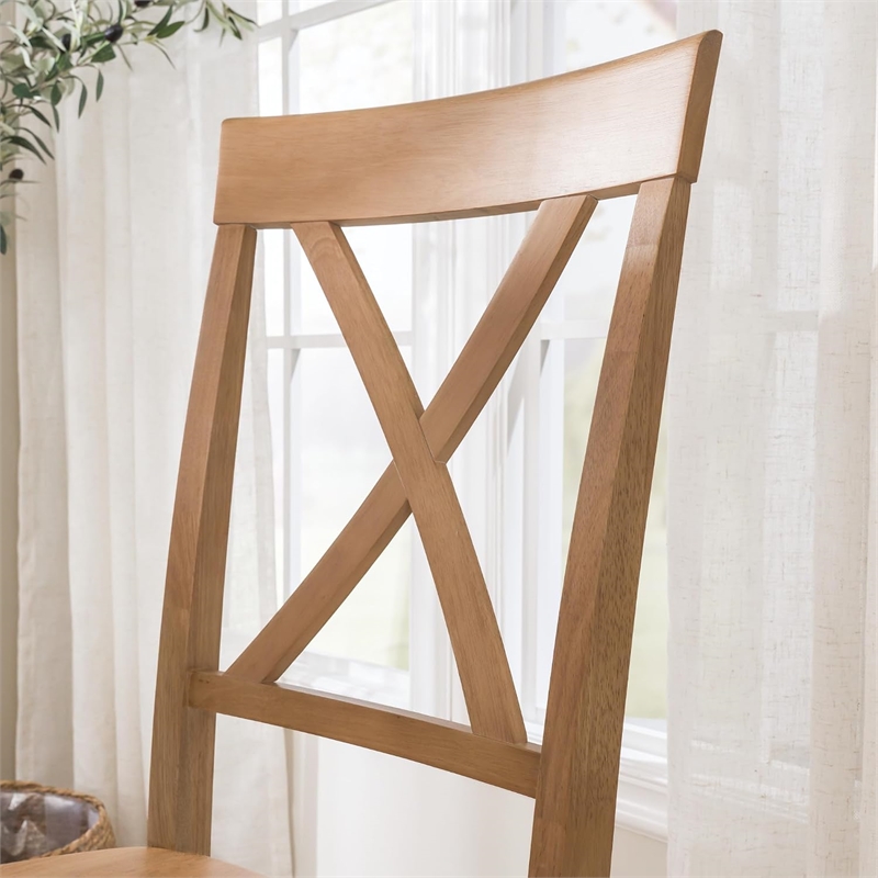 Bush Home Sterling Cross Back Dining Chairs - Set of 2 in Natural Honey Brown