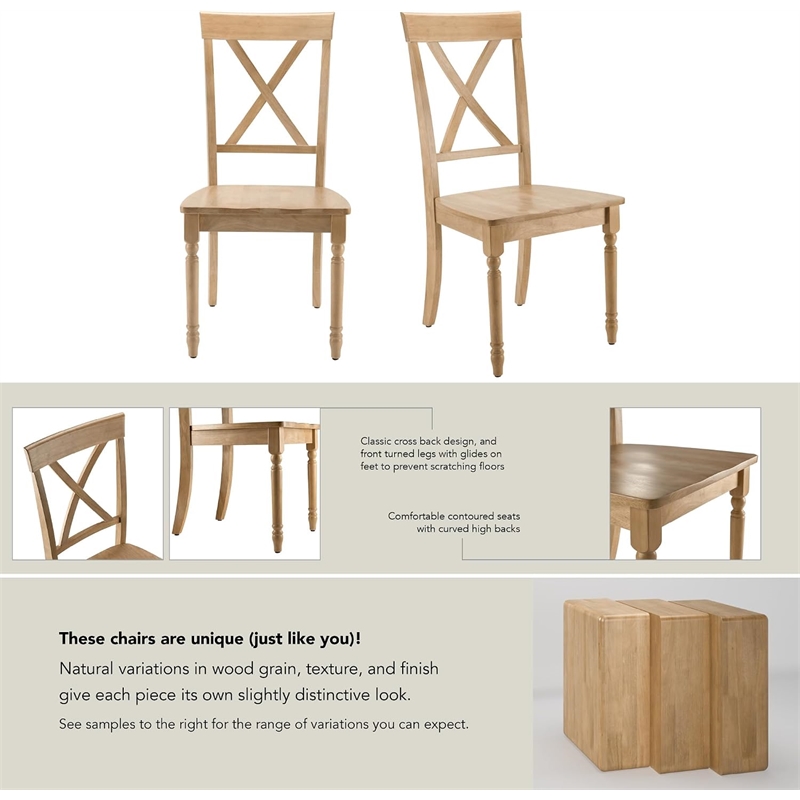 Bush Home Sterling Cross Back Dining Chairs - Set of 2 in Natural Honey Brown