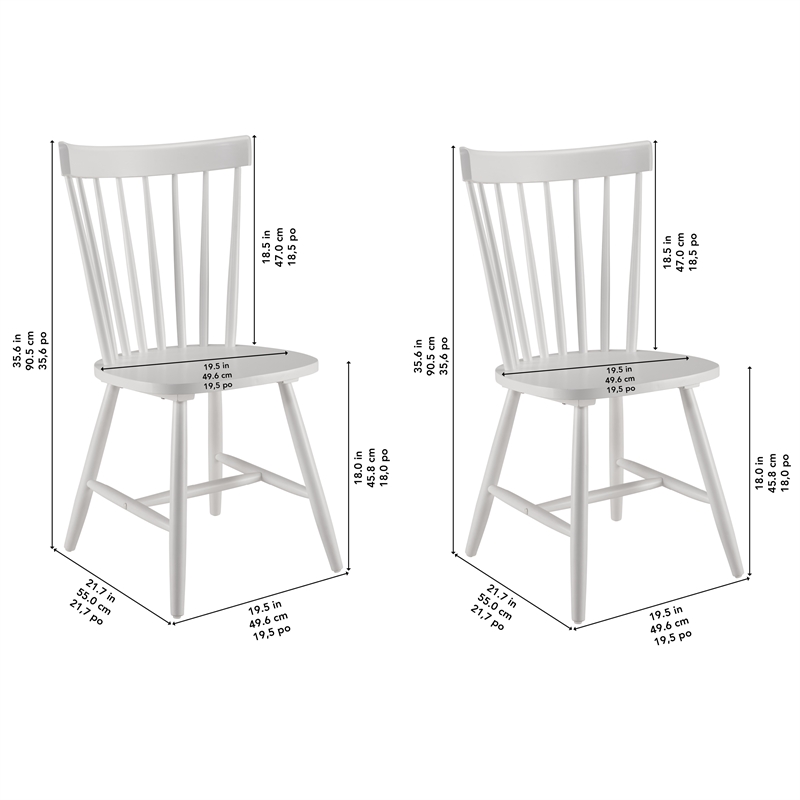 Bush Home Windsor High Back Spindle Dining Chairs - Set of 2 in White