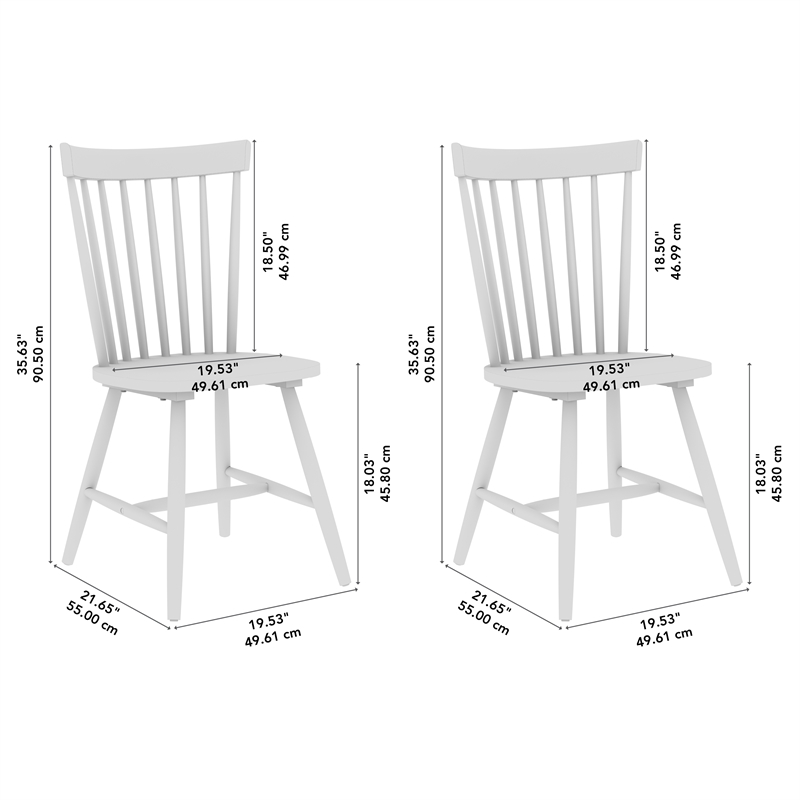 Bush Home Windsor High Back Spindle Dining Chairs - Set of 2 in White