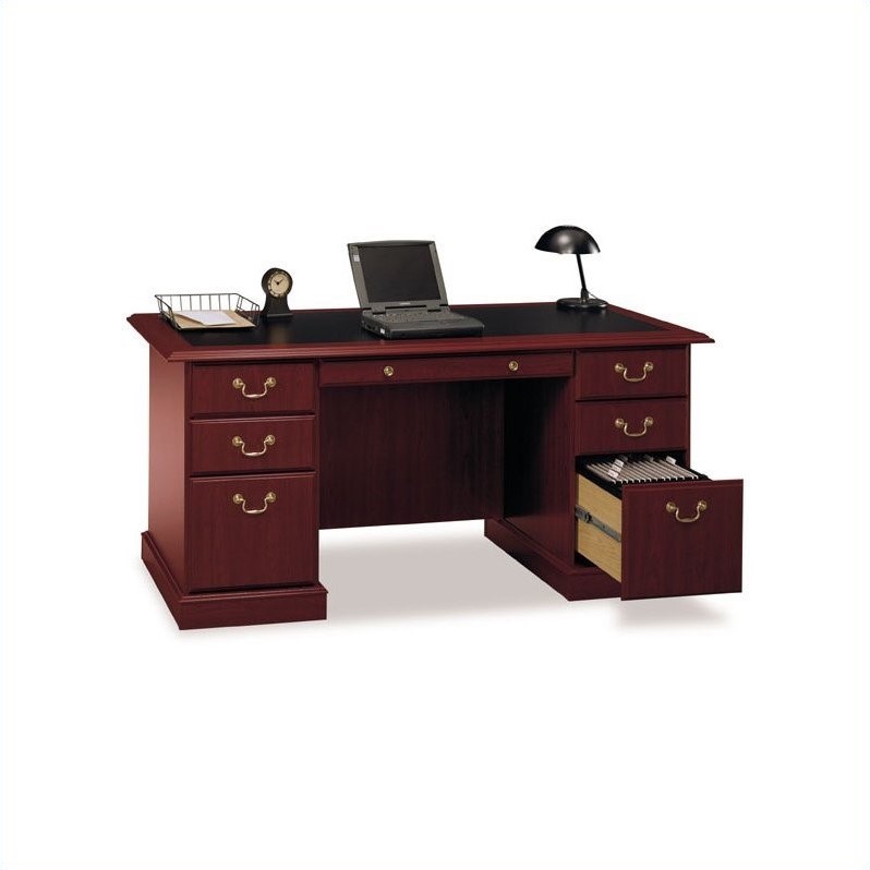 Bush Saratoga 66 Manager S Desk And Lateral File Set In Cherry