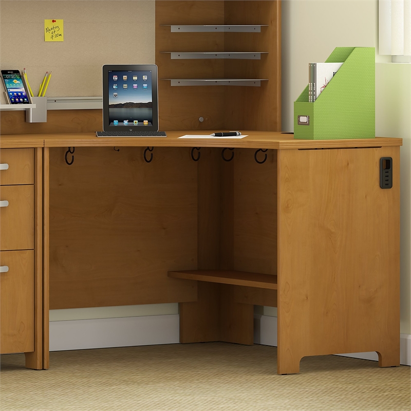 Bush Furniture Envoy 42W x 42D Corner Desk in Natural Cherry PR76320