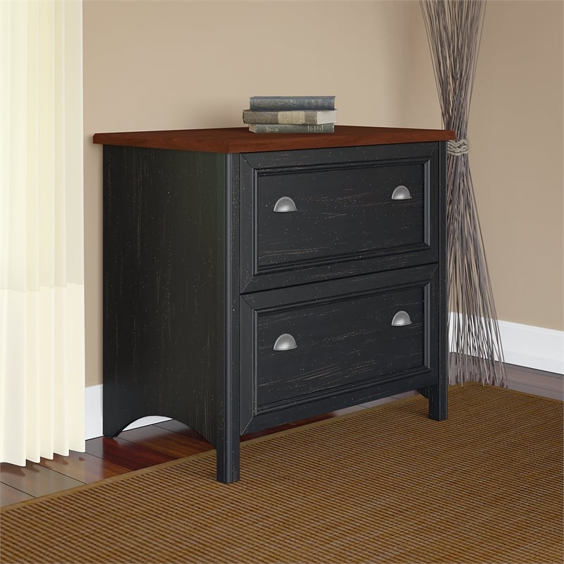 Fairview 2 Drawer Lateral File Cabinet, Black Wooden File Cabinet