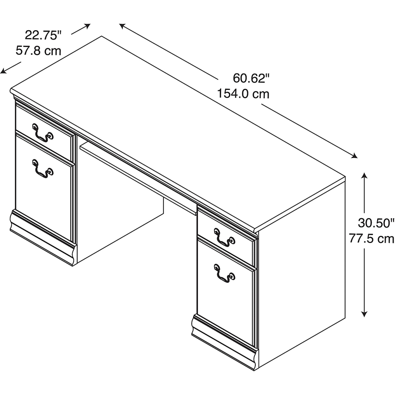 Bush Furniture Birmingham Credenza Desk with Keyboard Tray and Storage