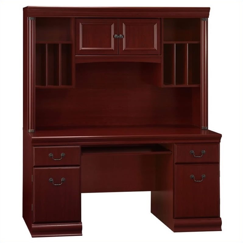 Bush Birmingham Wood Credenza with Hutch in Harvest Cherry EX26603PKG
