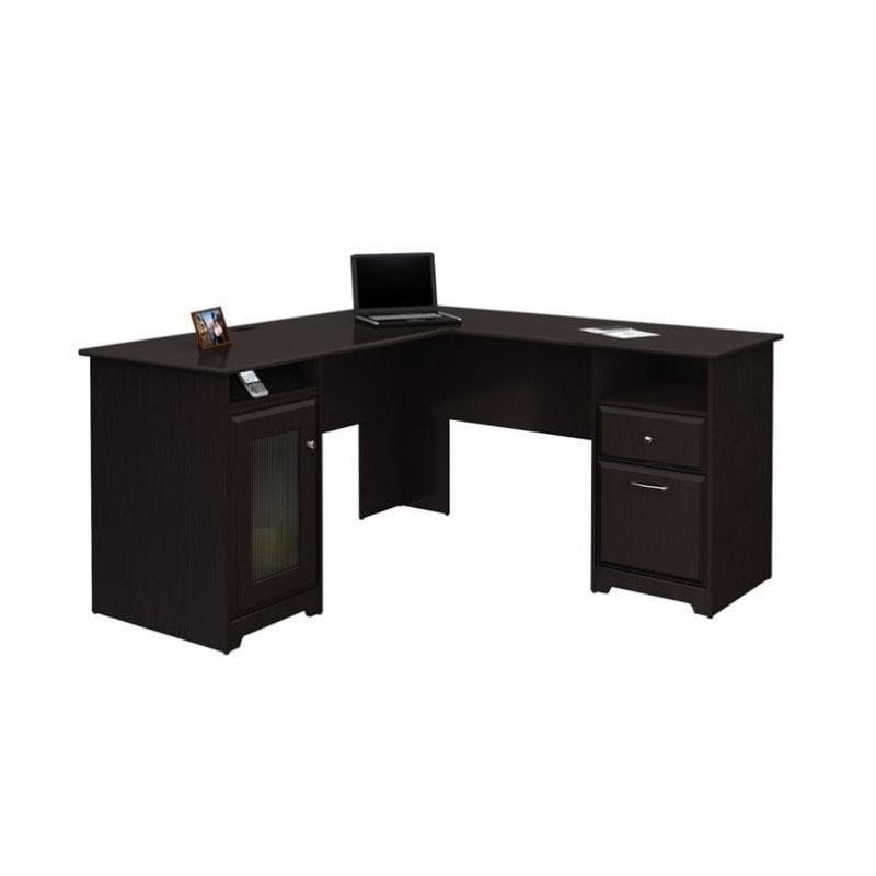 Bush Furniture Cabot L Shaped Computer Desk In Espresso Oak