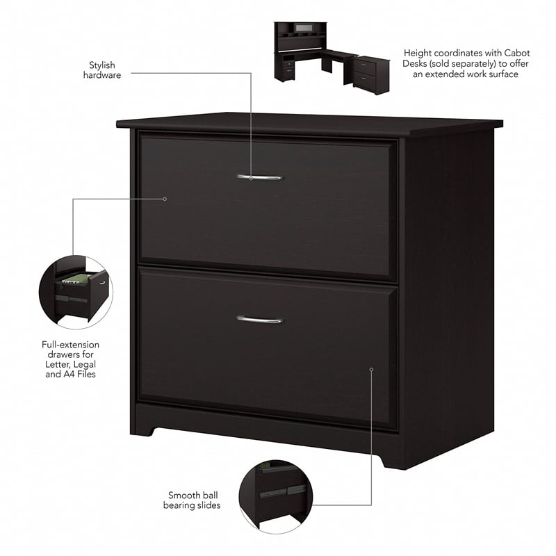 Cabot 2 Drawer Lateral File Cabinet in Espresso Oak - Engineered Wood