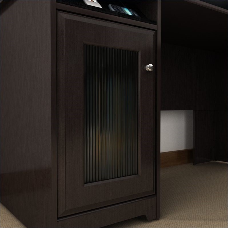 Bush Cabot 4 Piece L Shaped Computer Desk Office Set in Espresso Oak