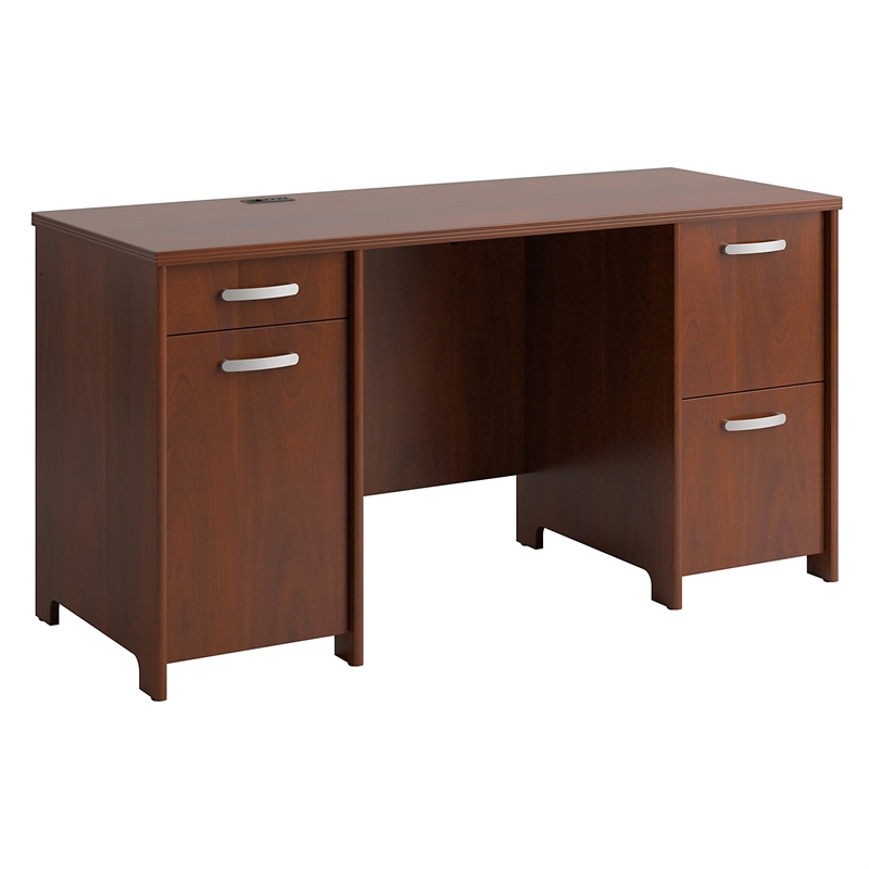 Bush Furniture Envoy 58w Office Desk With 2 Pedestals In Hansen Bush Furniture Envoy 58w Office Desk With 2 Pedestals In Hansen Cherry