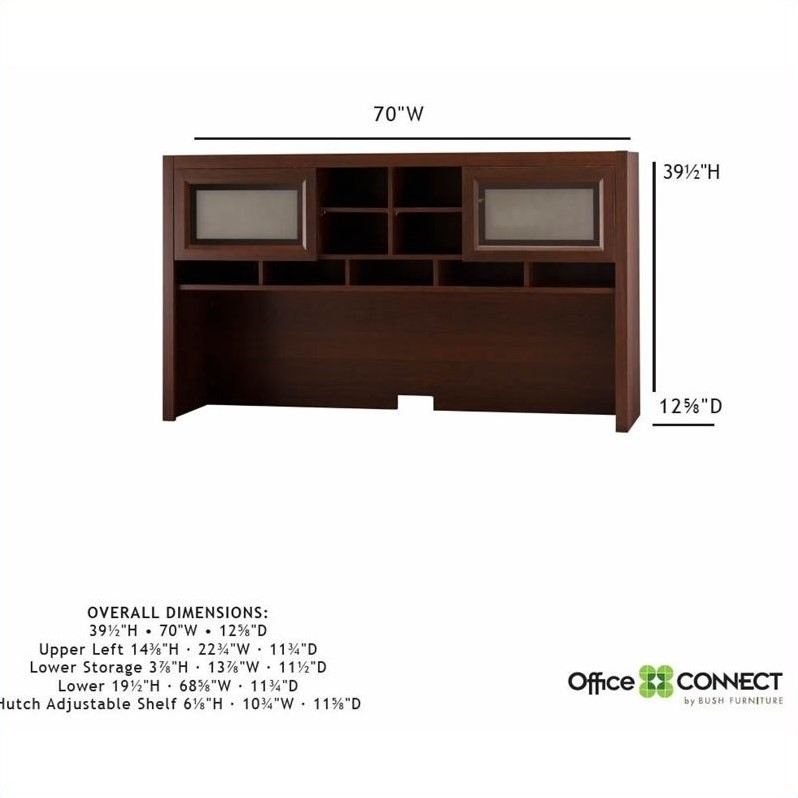 Bush Achieve Hutch With Closed Storage In Sweet Cherry Pr67611 Bush Achieve Hutch With Closed Storage In Sweet Cherry