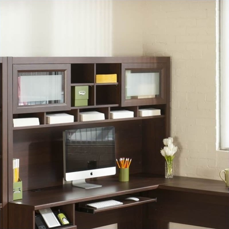 Bush Achieve Hutch With Closed Storage In Sweet Cherry Pr67611 Bush Achieve Hutch With Closed Storage In Sweet Cherry