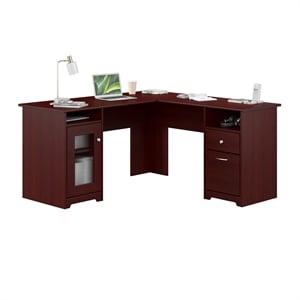 Cabot 60W L Computer Desk with Storage in Harvest Cherry - Engineered Wood