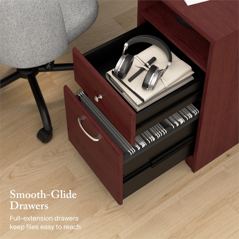 Cabot 60W L Computer Desk with Storage in Harvest Cherry - Engineered Wood