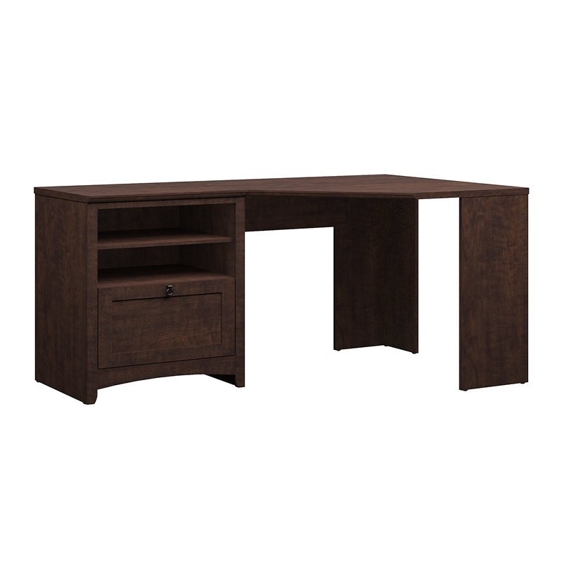 Bush Furniture Buena Vista 60W Corner Desk with Storage in Cherry
