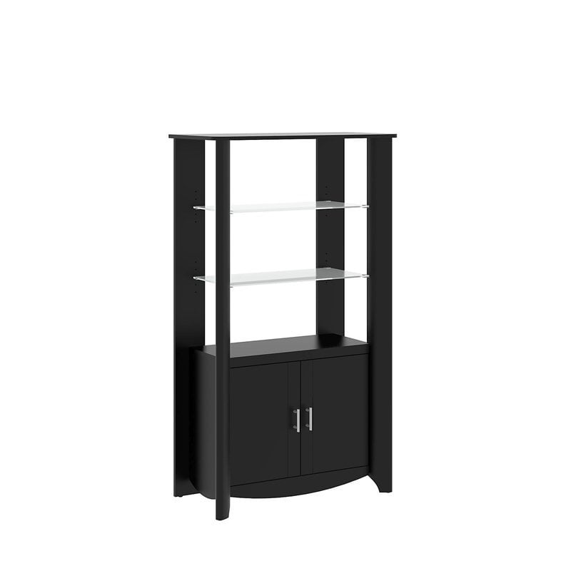 Aero Tall Library Storage Cabinet With Doors In Classic Black