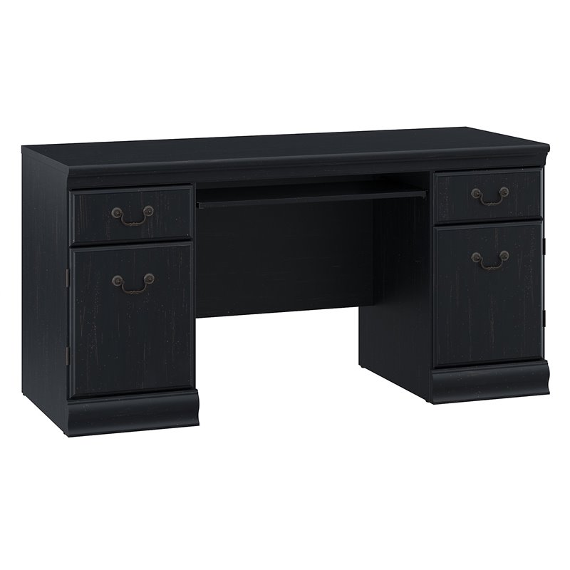 Bush Birmingham Credenza Desk With Keyboard Tray And Storage In