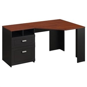 Wheaton Reversible Corner Desk in Antique Black and Cherry - Engineered Wood