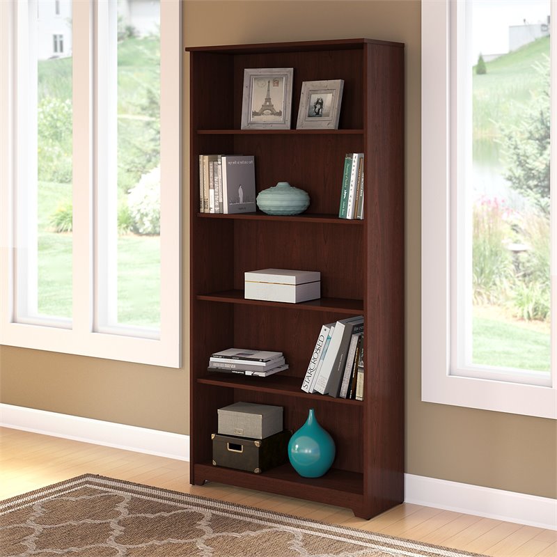 Bush Furniture Cabot 5 Shelf Bookcase In Harvest Cherry - Wc31466-03